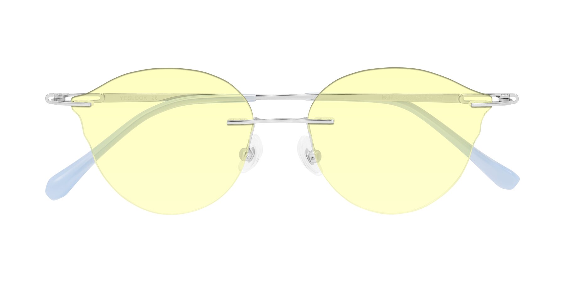 Folded Front of Barlow in Silver/Blue/Purple with Light Yellow Tinted Lenses