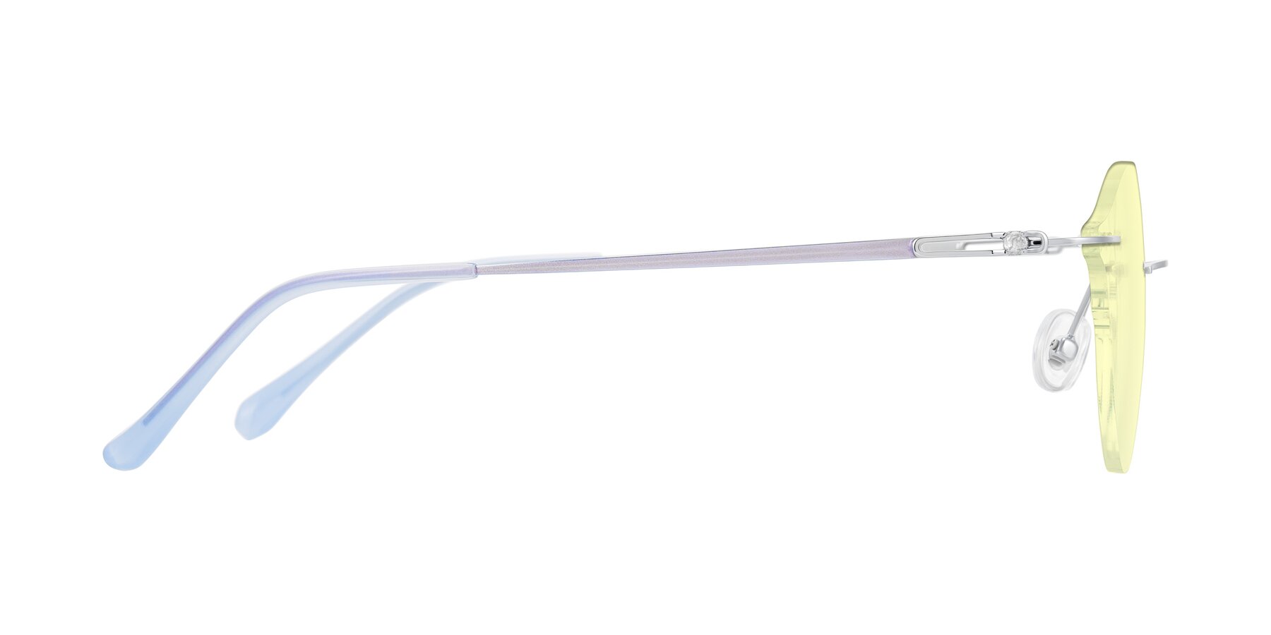 Side of Barlow in Silver/Blue/Purple with Light Yellow Tinted Lenses