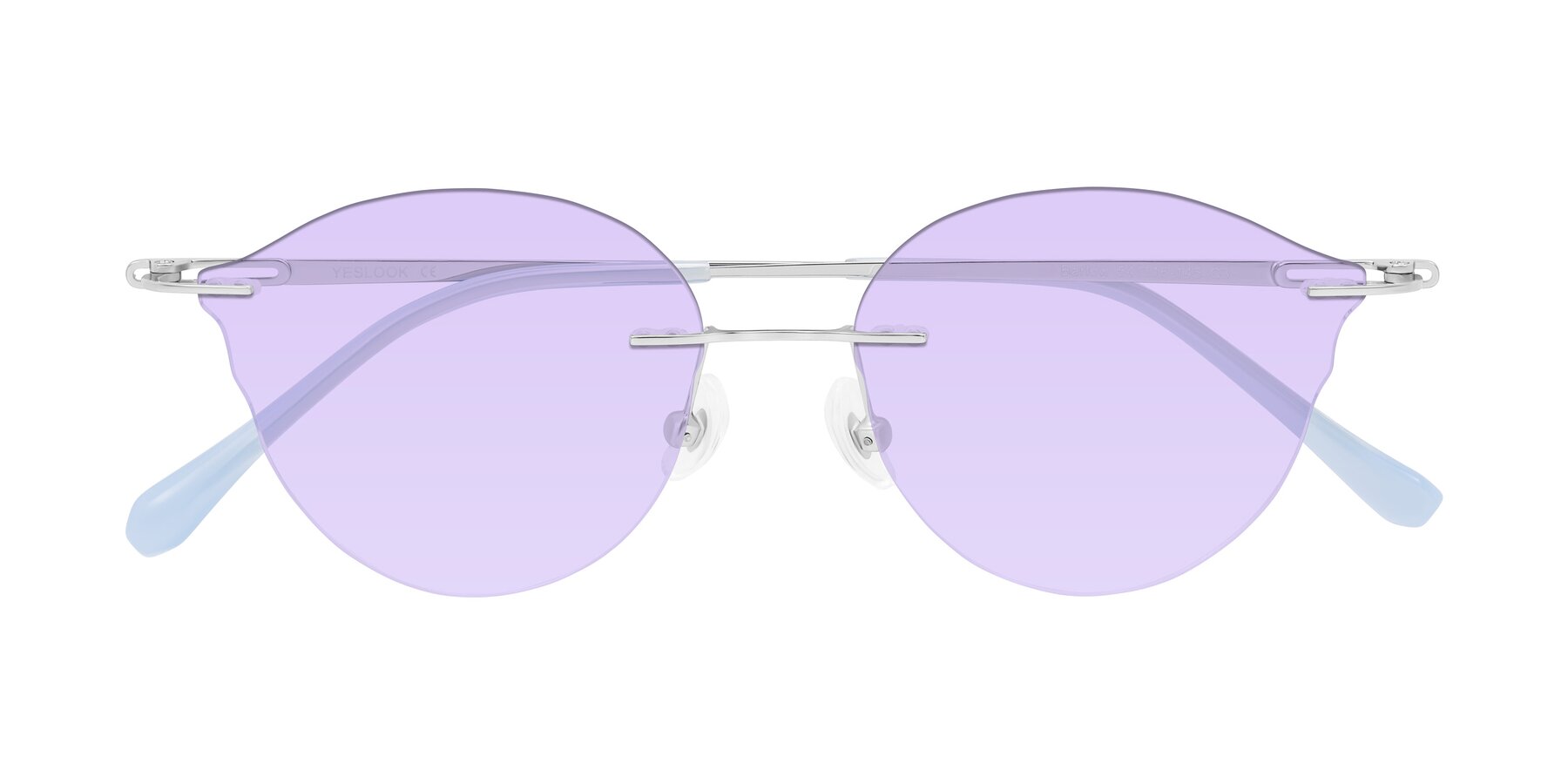 Folded Front of Barlow in Silver/Blue/Purple with Light Purple Tinted Lenses