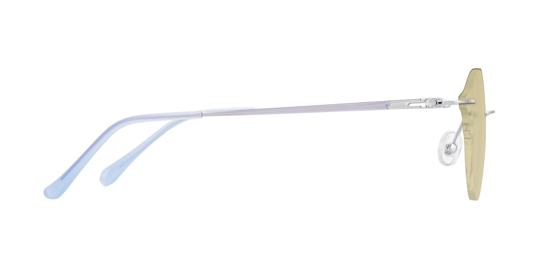 Side of Barlow in Silver/Blue/Purple with Light Champagne Tinted Lenses