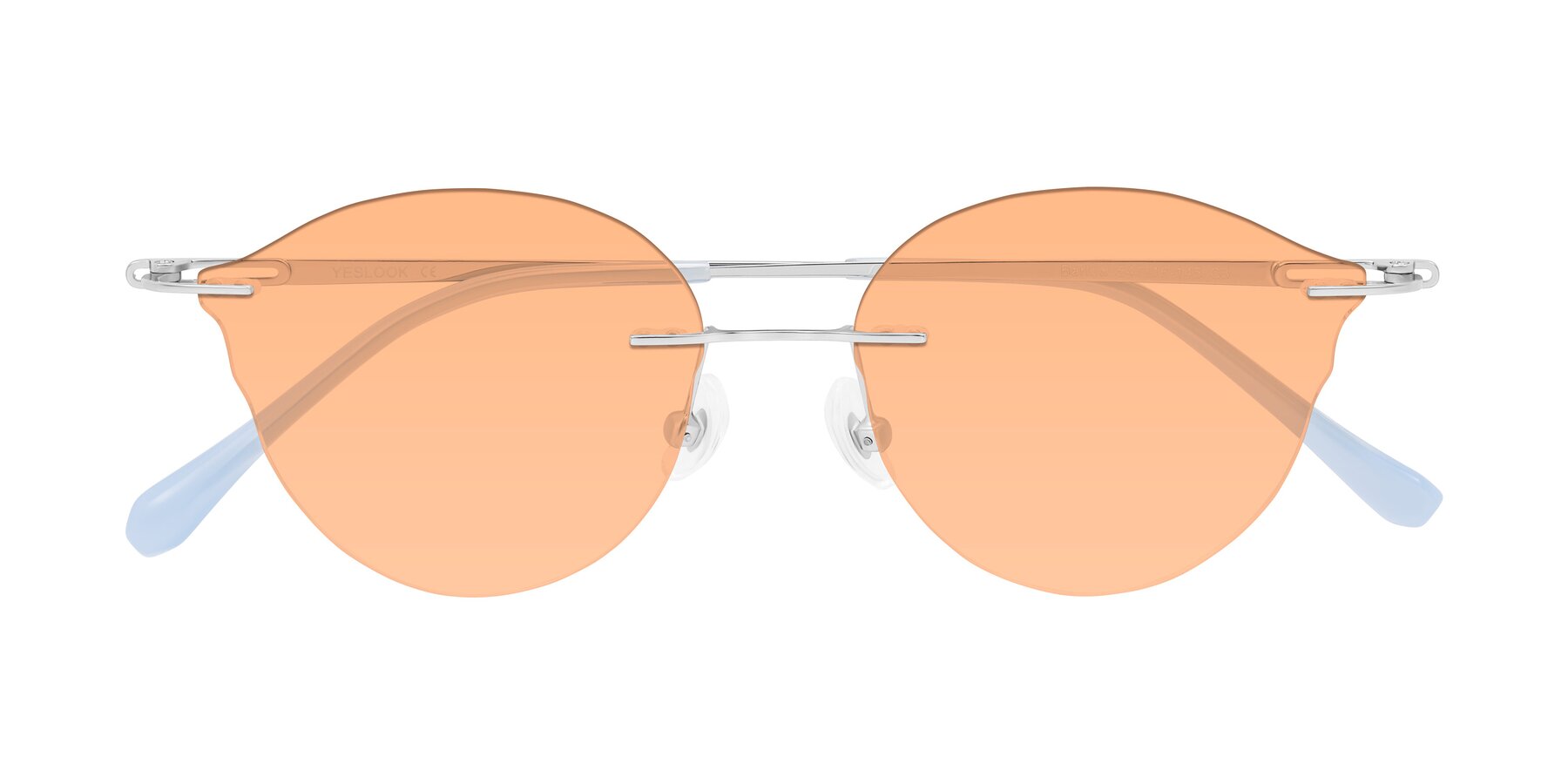 Folded Front of Barlow in Silver/Blue/Purple with Light Orange Tinted Lenses