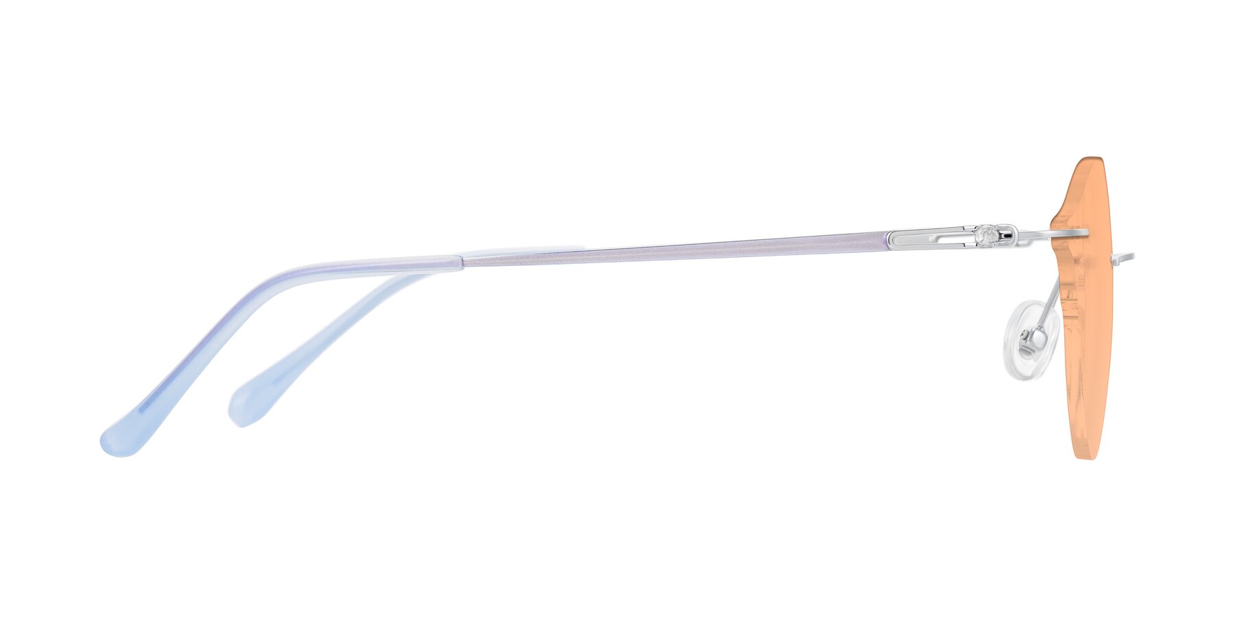 Side of Barlow in Silver/Blue/Purple with Light Orange Tinted Lenses