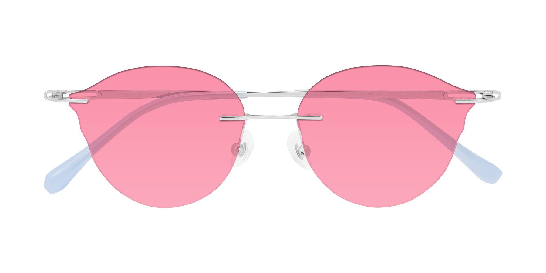 Folded Front of Barlow in Silver/Blue/Purple with Pink Tinted Lenses