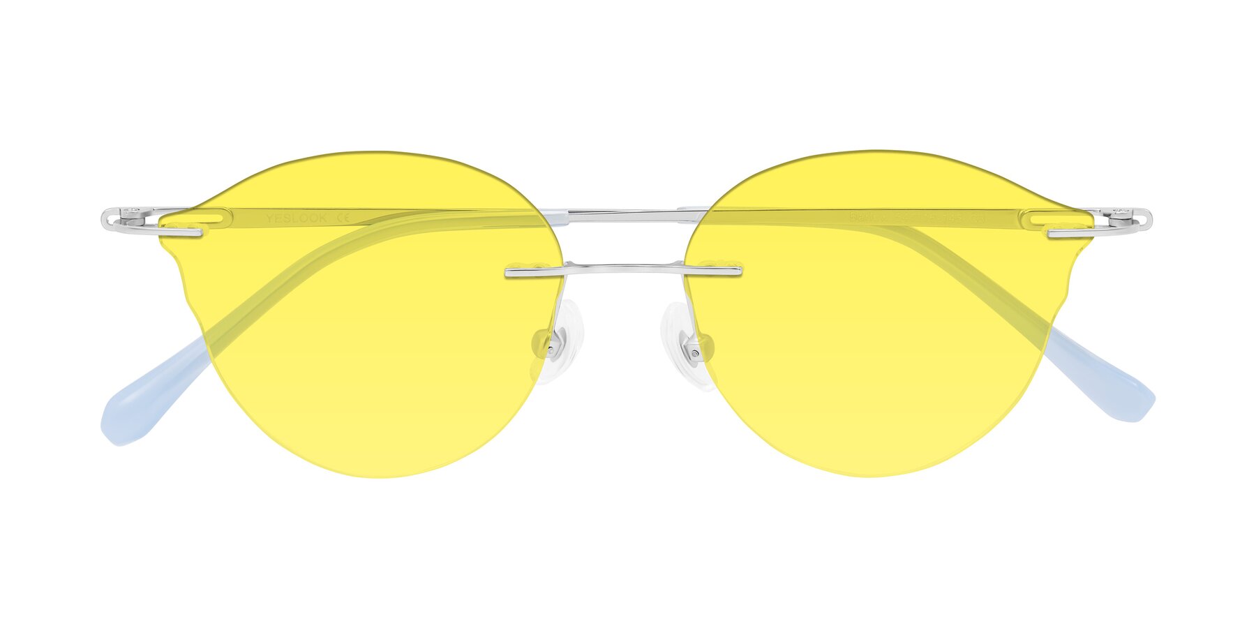 Folded Front of Barlow in Silver/Blue/Purple with Medium Yellow Tinted Lenses