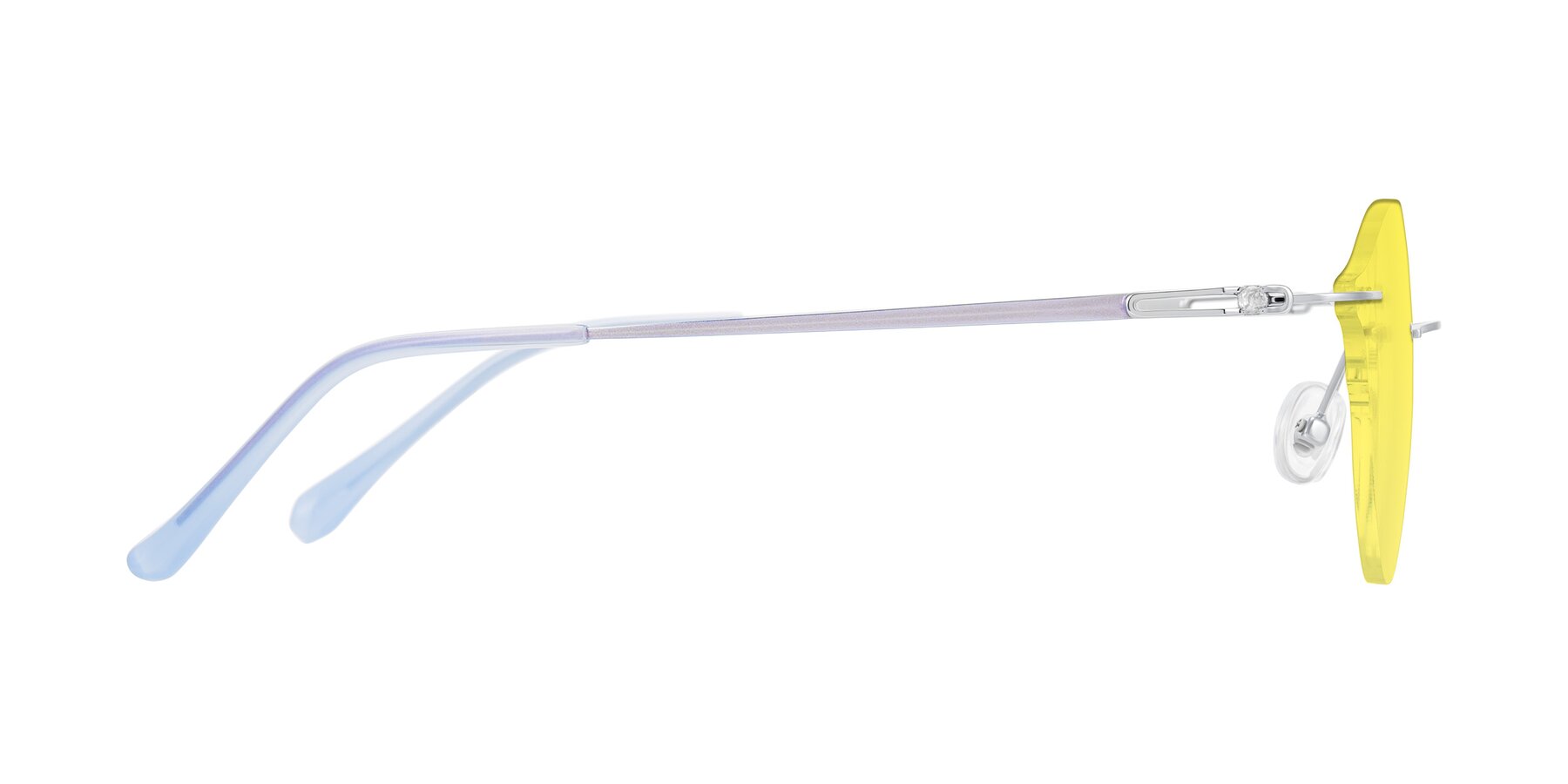 Side of Barlow in Silver/Blue/Purple with Medium Yellow Tinted Lenses