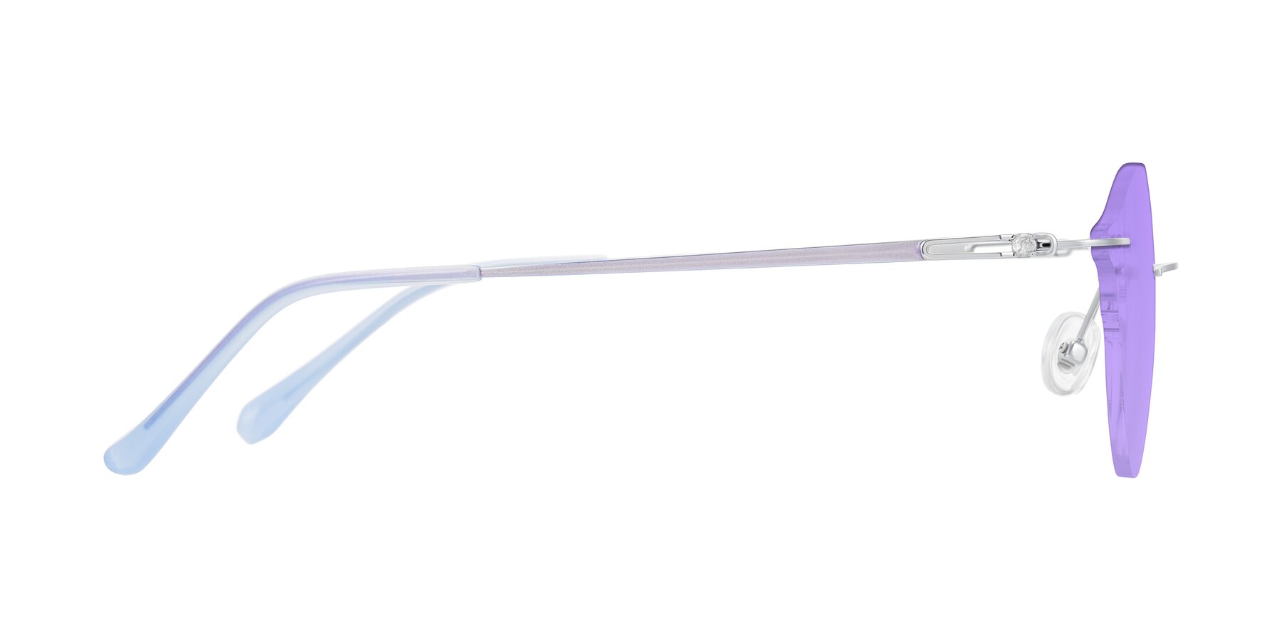 Side of Barlow in Silver/Blue/Purple with Medium Purple Tinted Lenses