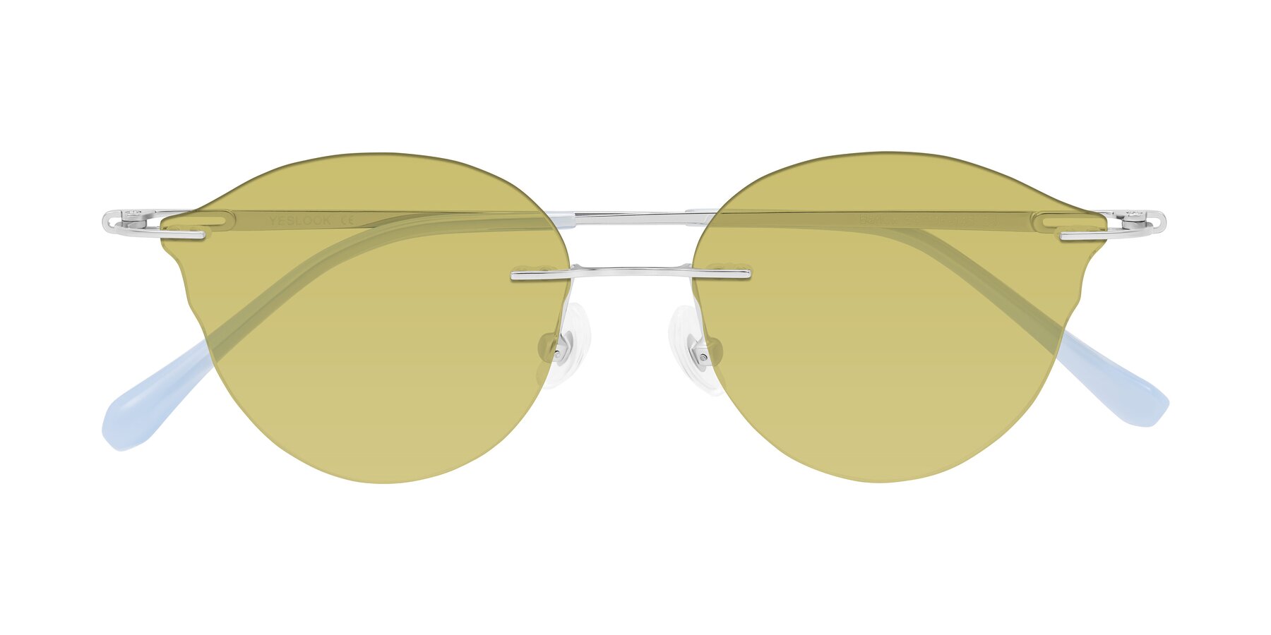 Folded Front of Barlow in Silver/Blue/Purple with Medium Champagne Tinted Lenses