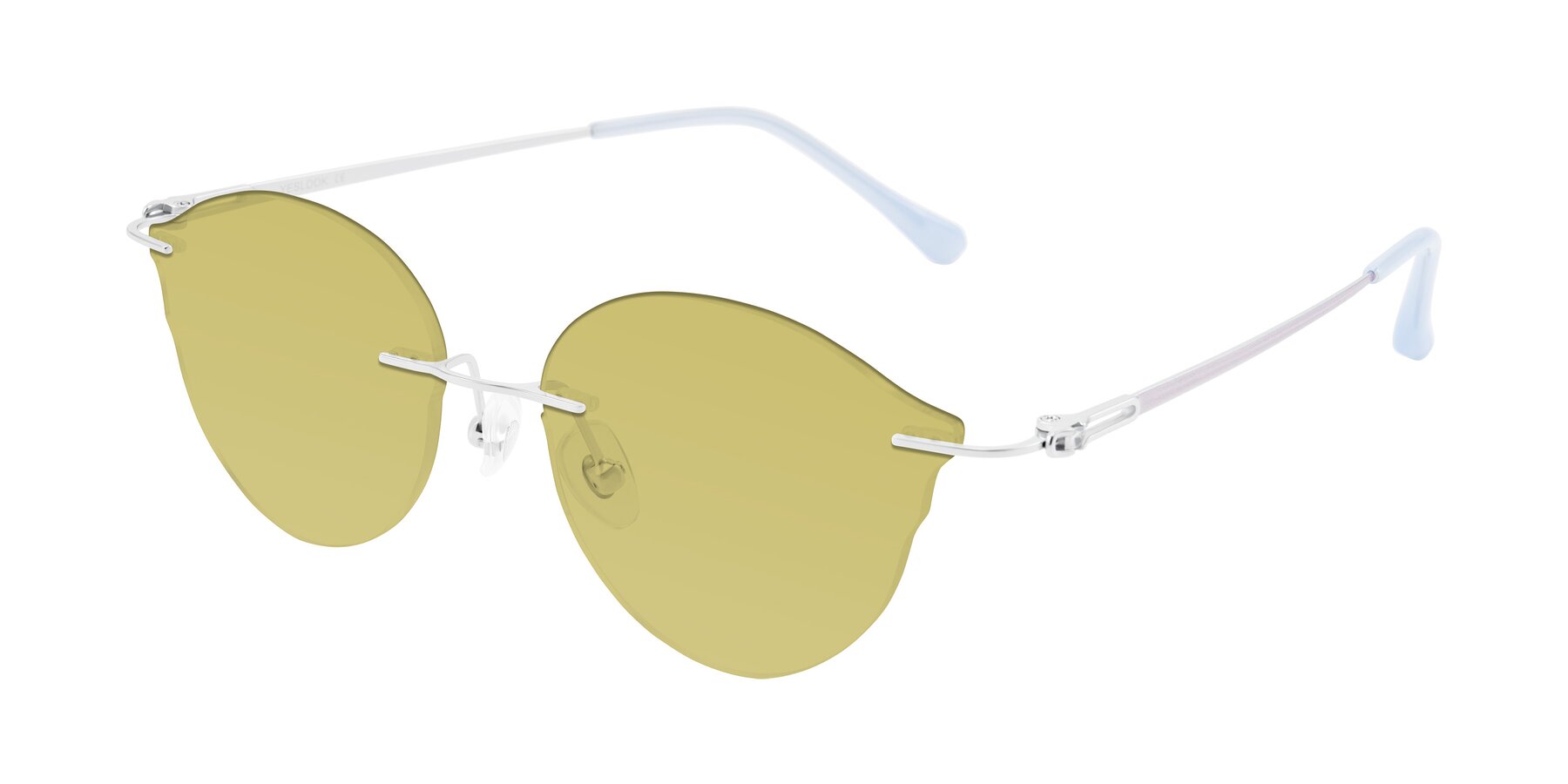 Angle of Barlow in Silver/Blue/Purple with Medium Champagne Tinted Lenses