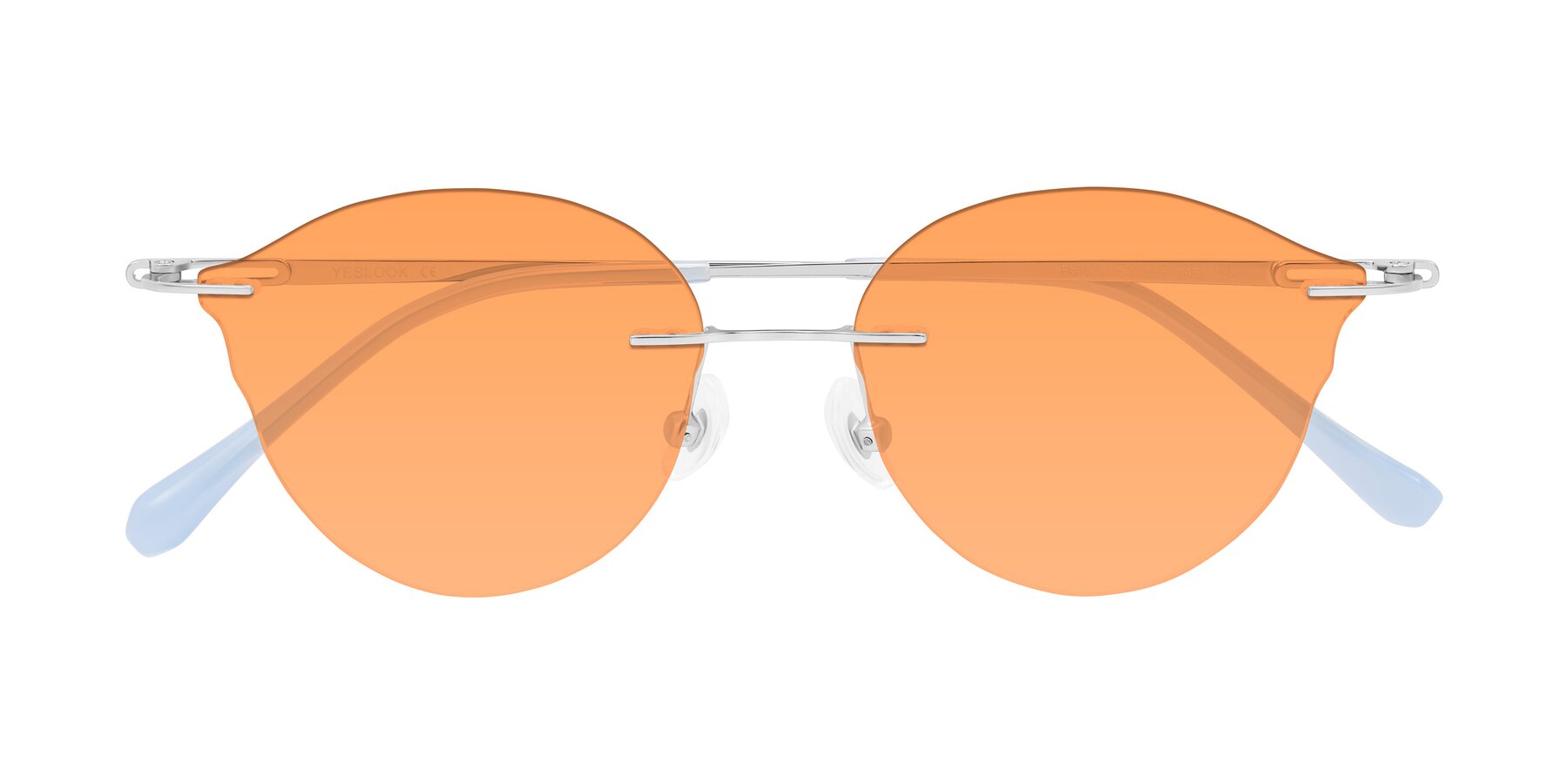 Folded Front of Barlow in Silver/Blue/Purple with Medium Orange Tinted Lenses
