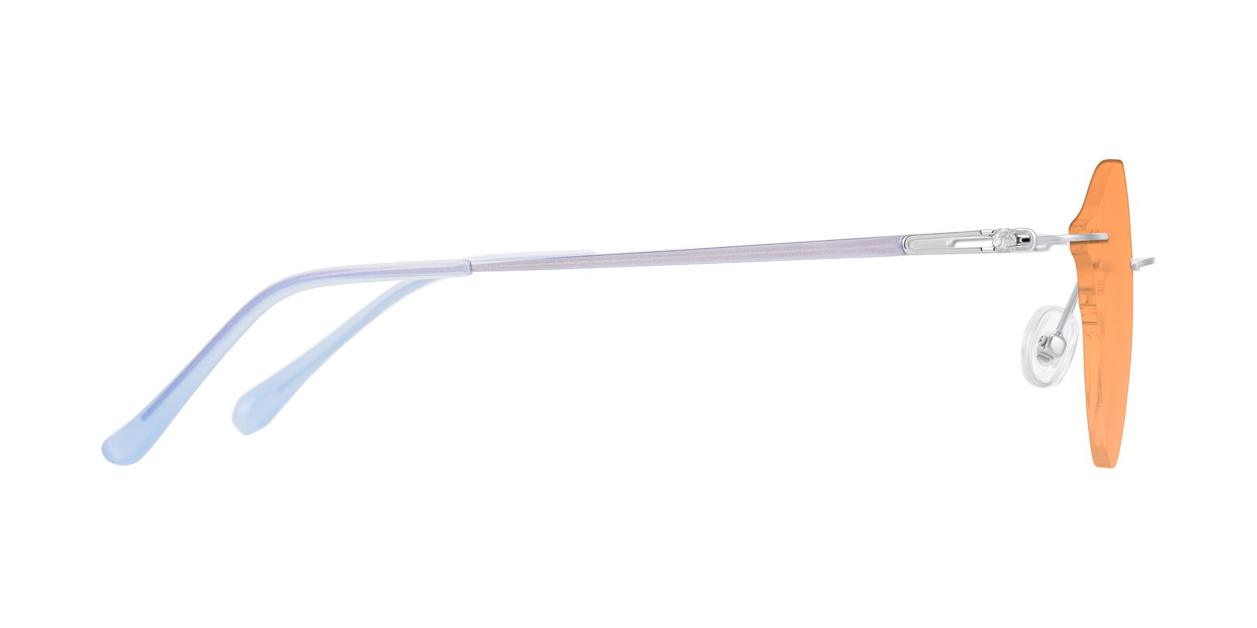 Side of Barlow in Silver/Blue/Purple with Medium Orange Tinted Lenses