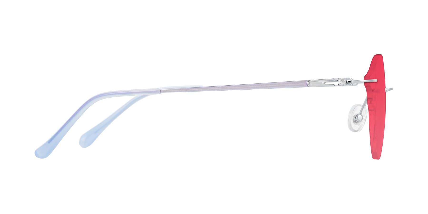 Side of Barlow in Silver/Blue/Purple with Red Tinted Lenses
