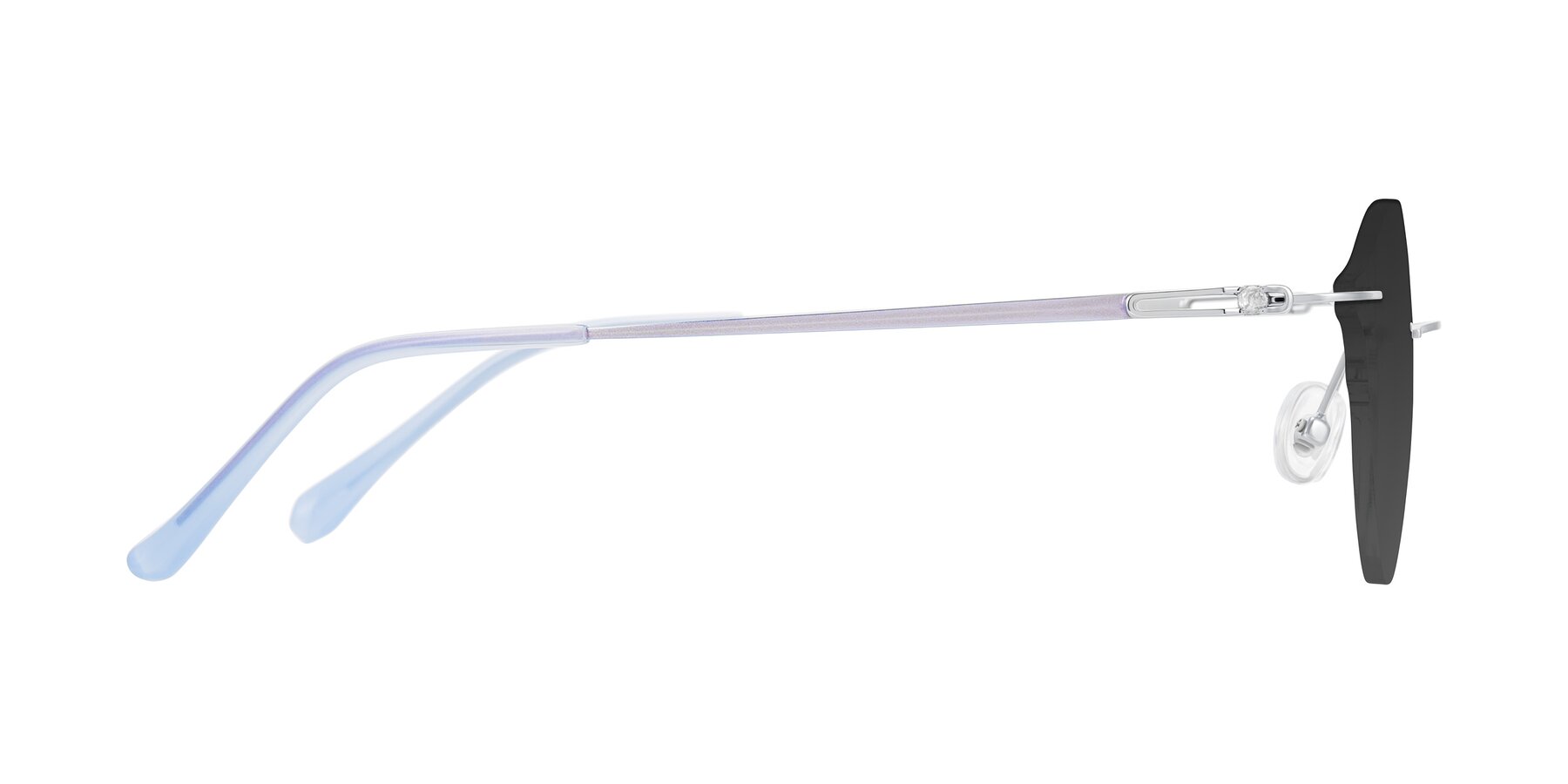 Side of Barlow in Silver/Blue/Purple with Gray Tinted Lenses
