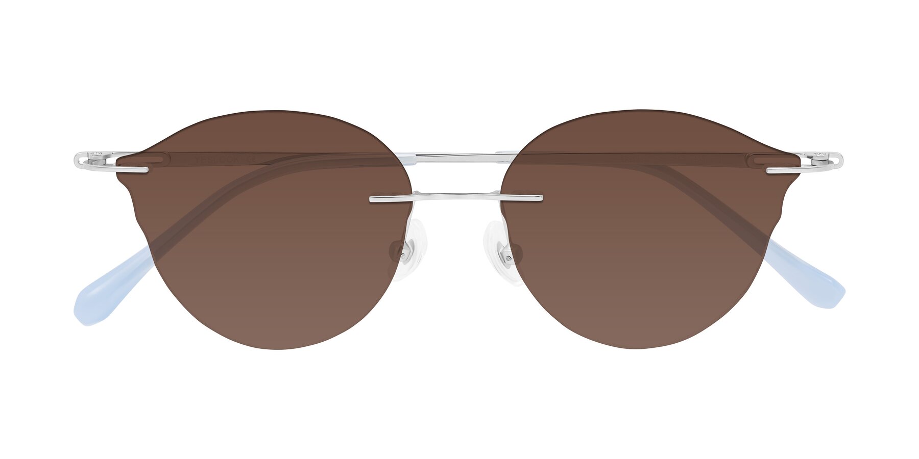 Folded Front of Barlow in Silver/Blue/Purple with Brown Tinted Lenses