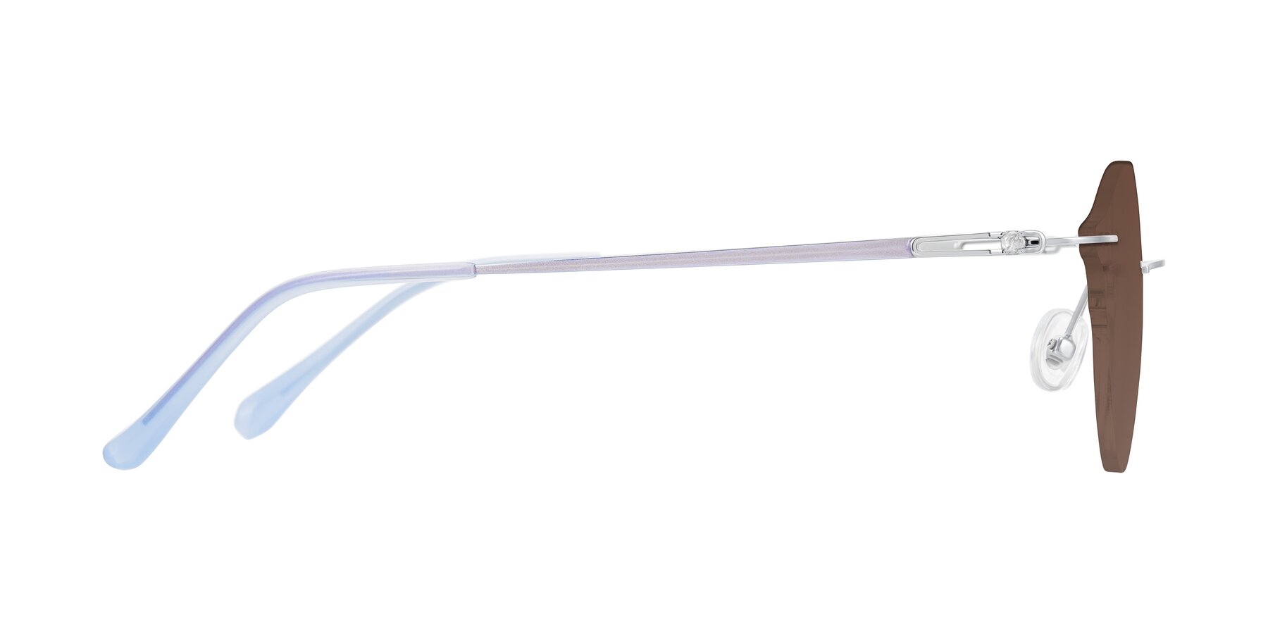 Side of Barlow in Silver/Blue/Purple with Brown Tinted Lenses