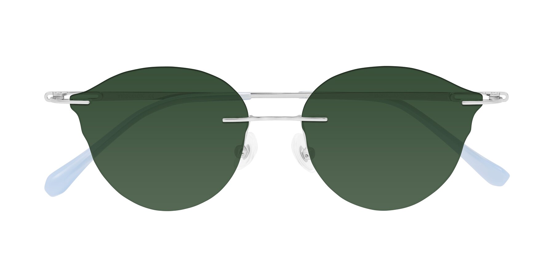Folded Front of Barlow in Silver/Blue/Purple with Green Tinted Lenses