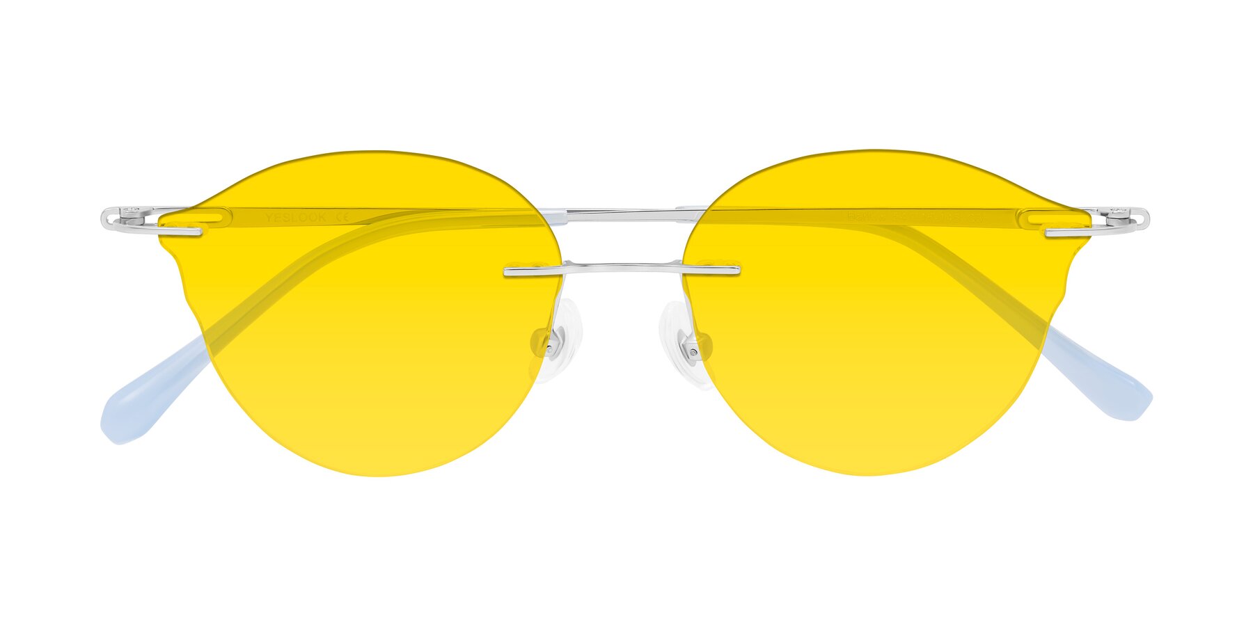 Folded Front of Barlow in Silver/Blue/Purple with Yellow Tinted Lenses