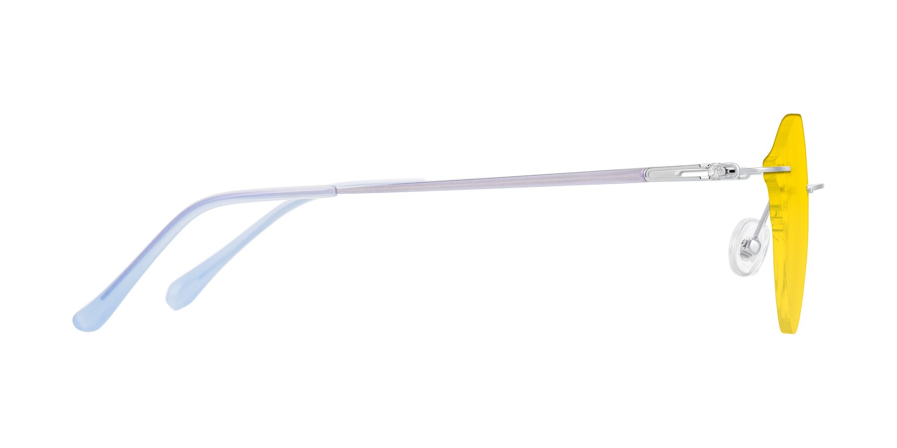Side of Barlow in Silver/Blue/Purple with Yellow Tinted Lenses