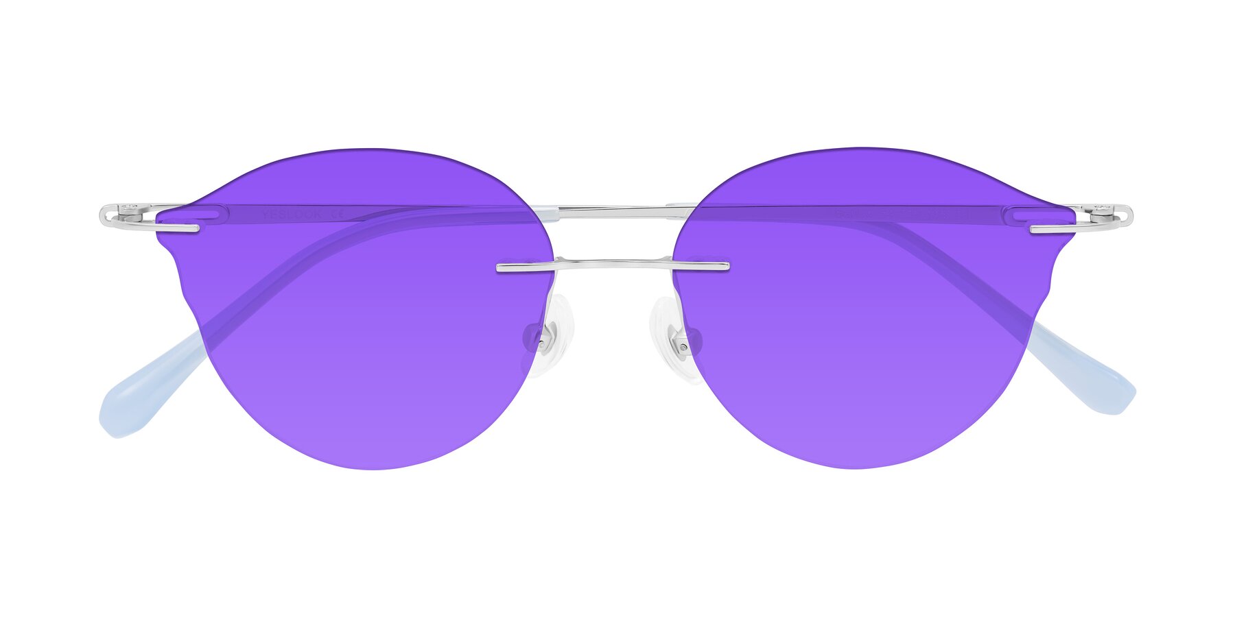 Folded Front of Barlow in Silver/Blue/Purple with Purple Tinted Lenses
