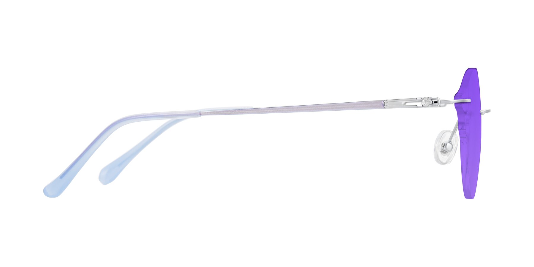 Side of Barlow in Silver/Blue/Purple with Purple Tinted Lenses