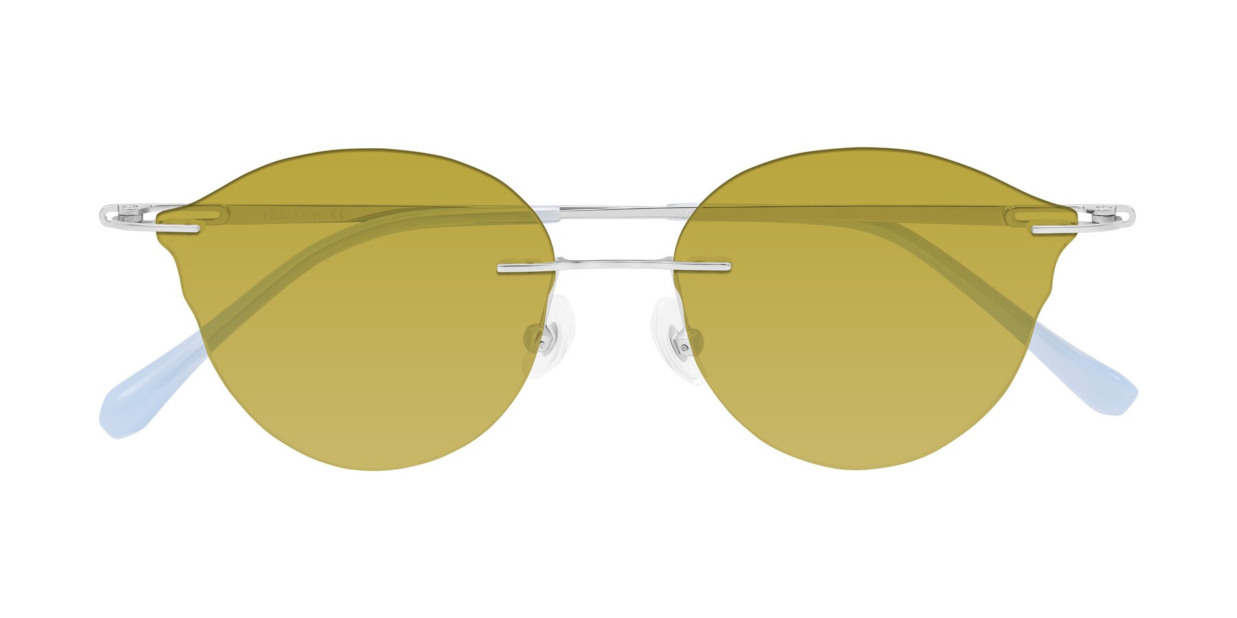 Folded Front of Barlow in Silver/Blue/Purple with Champagne Tinted Lenses
