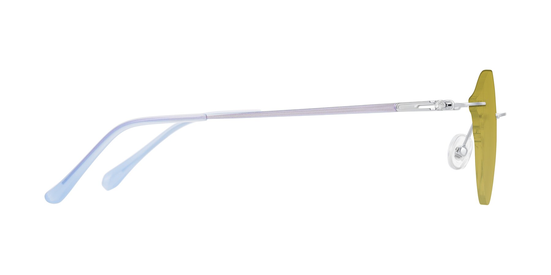 Side of Barlow in Silver/Blue/Purple with Champagne Tinted Lenses