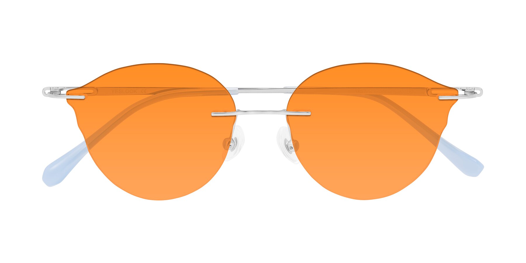 Folded Front of Barlow in Silver/Blue/Purple with Orange Tinted Lenses