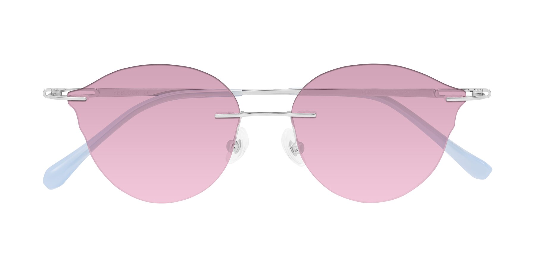 Folded Front of Barlow in Silver/Blue/Purple with Light Wine Tinted Lenses