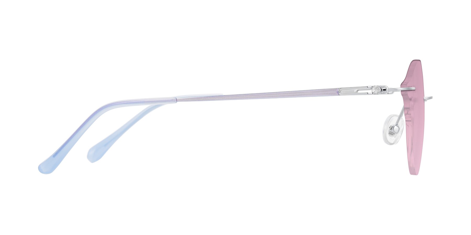 Side of Barlow in Silver/Blue/Purple with Light Wine Tinted Lenses