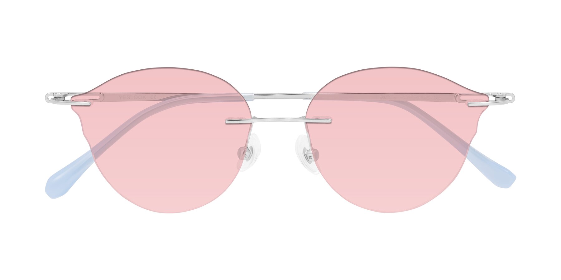 Folded Front of Barlow in Silver/Blue/Purple with Light Garnet Tinted Lenses