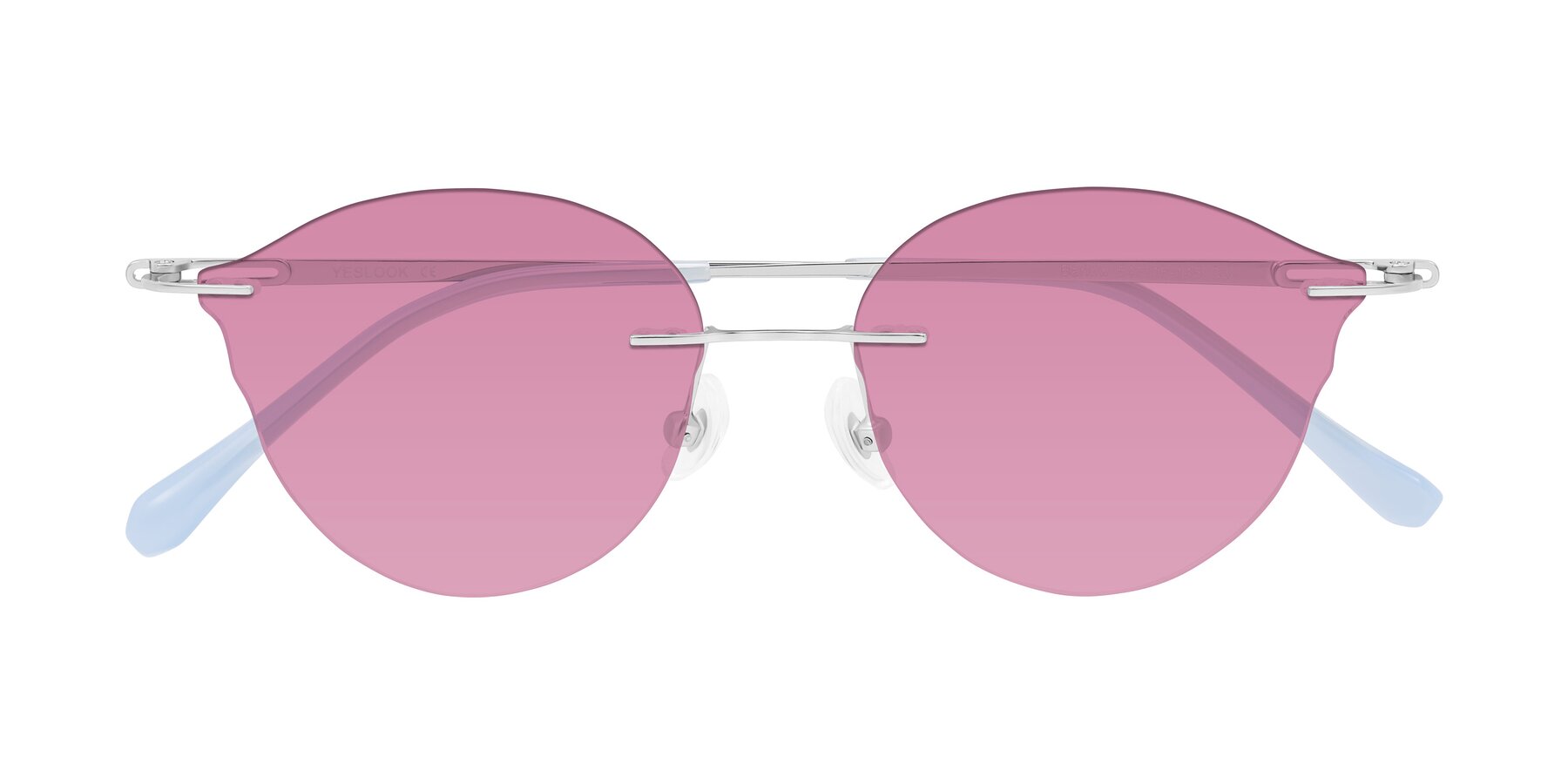 Folded Front of Barlow in Silver/Blue/Purple with Medium Wine Tinted Lenses