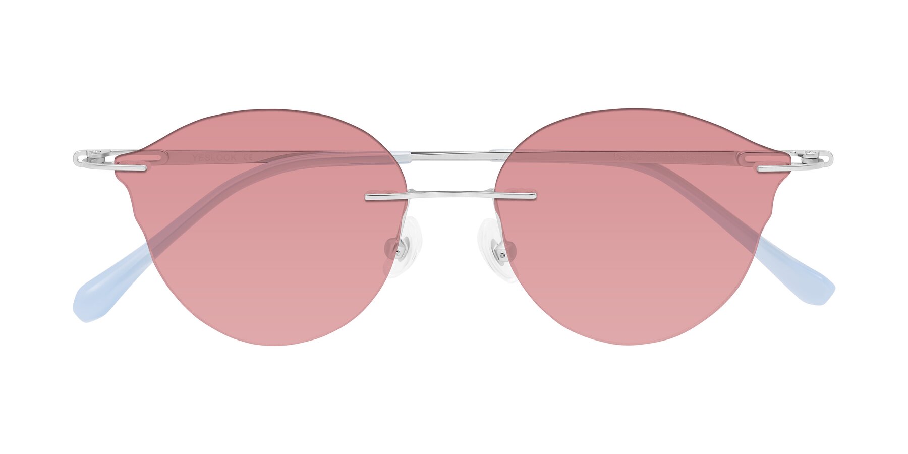 Folded Front of Barlow in Silver/Blue/Purple with Medium Garnet Tinted Lenses
