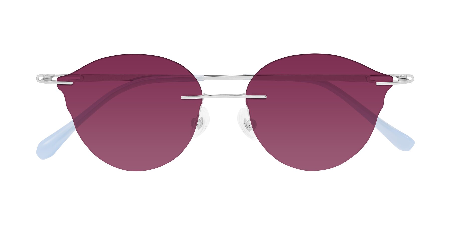 Folded Front of Barlow in Silver/Blue/Purple with Wine Tinted Lenses