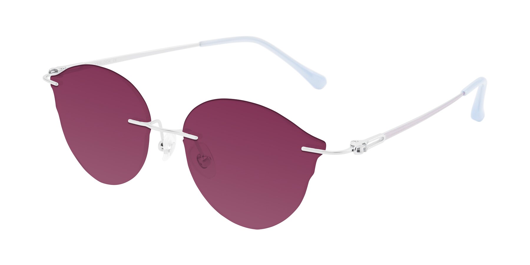 Angle of Barlow in Silver/Blue/Purple with Wine Tinted Lenses