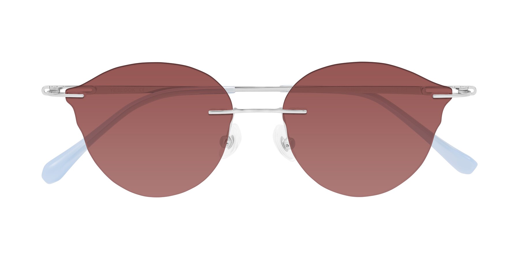Folded Front of Barlow in Silver/Blue/Purple with Garnet Tinted Lenses