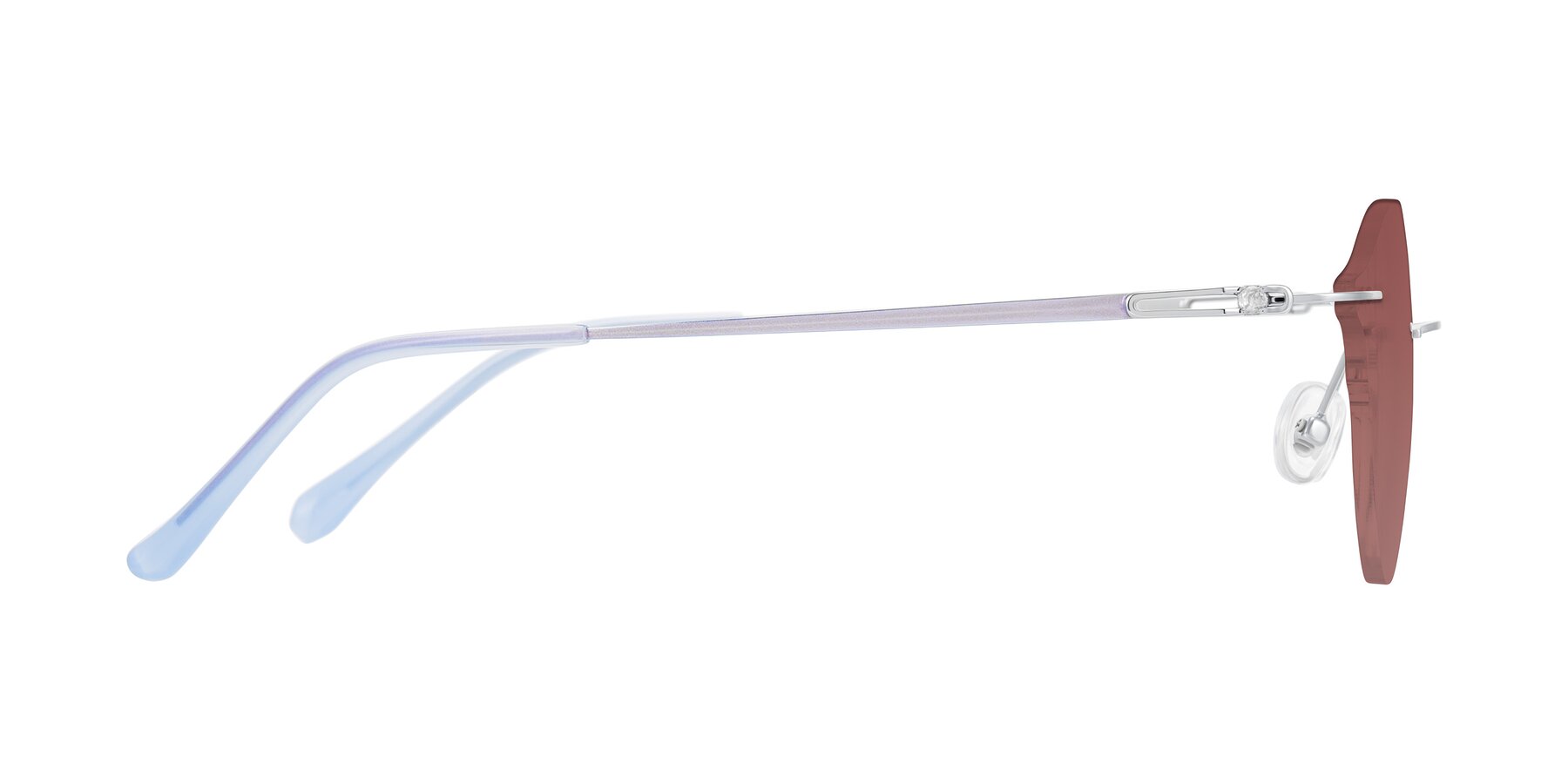 Side of Barlow in Silver/Blue/Purple with Garnet Tinted Lenses