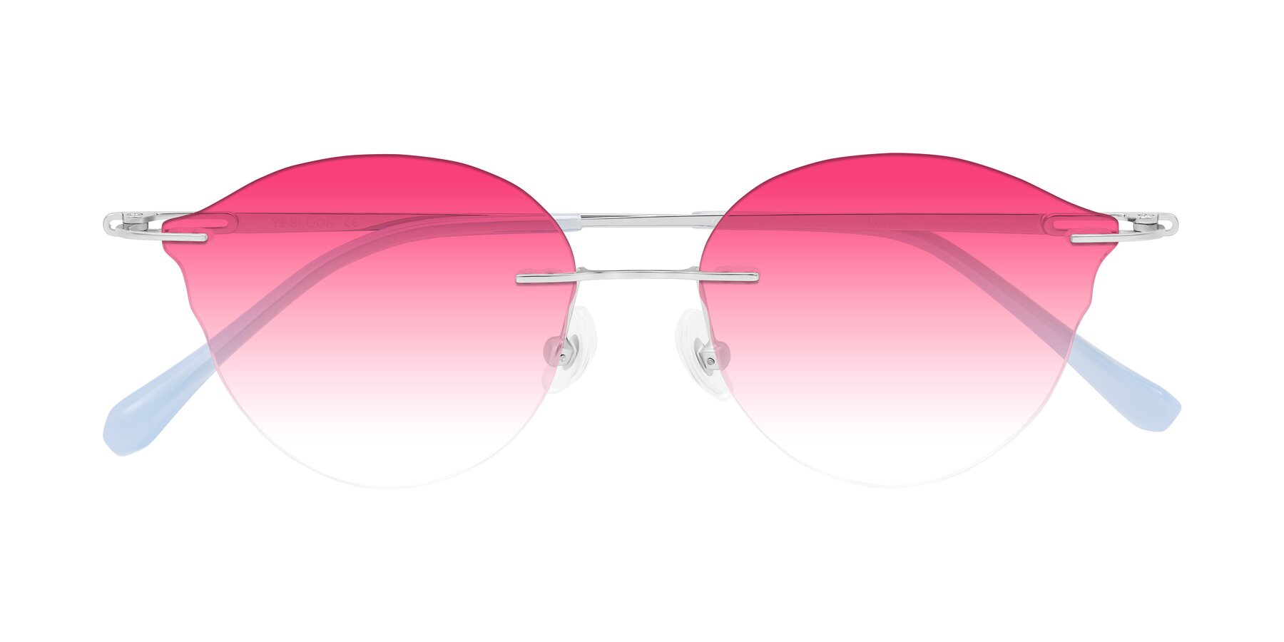 Folded Front of Barlow in Silver/Blue/Purple with Pink Gradient Lenses
