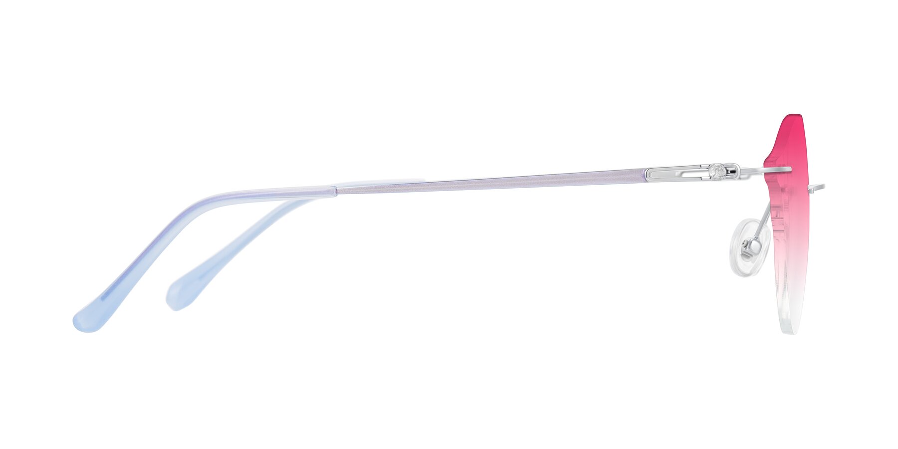 Side of Barlow in Silver/Blue/Purple with Pink Gradient Lenses