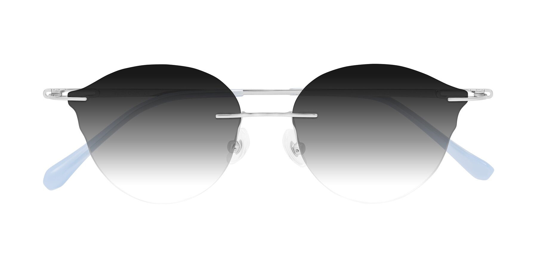 Folded Front of Barlow in Silver/Blue/Purple with Gray Gradient Lenses