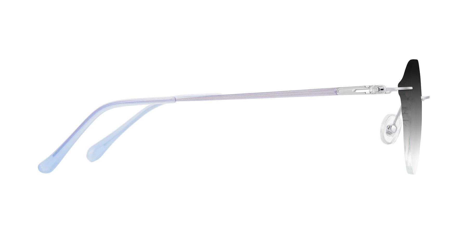 Side of Barlow in Silver/Blue/Purple with Gray Gradient Lenses