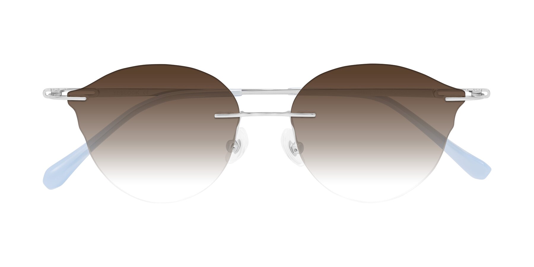 Folded Front of Barlow in Silver/Blue/Purple with Brown Gradient Lenses