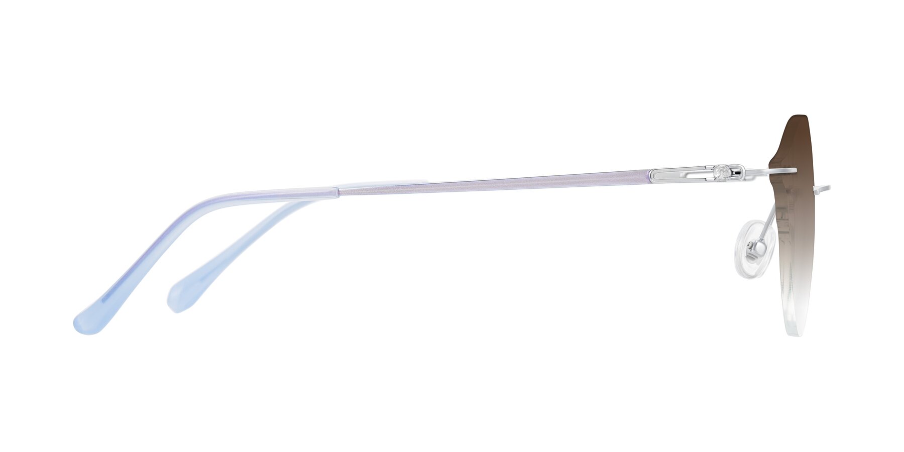 Side of Barlow in Silver/Blue/Purple with Brown Gradient Lenses