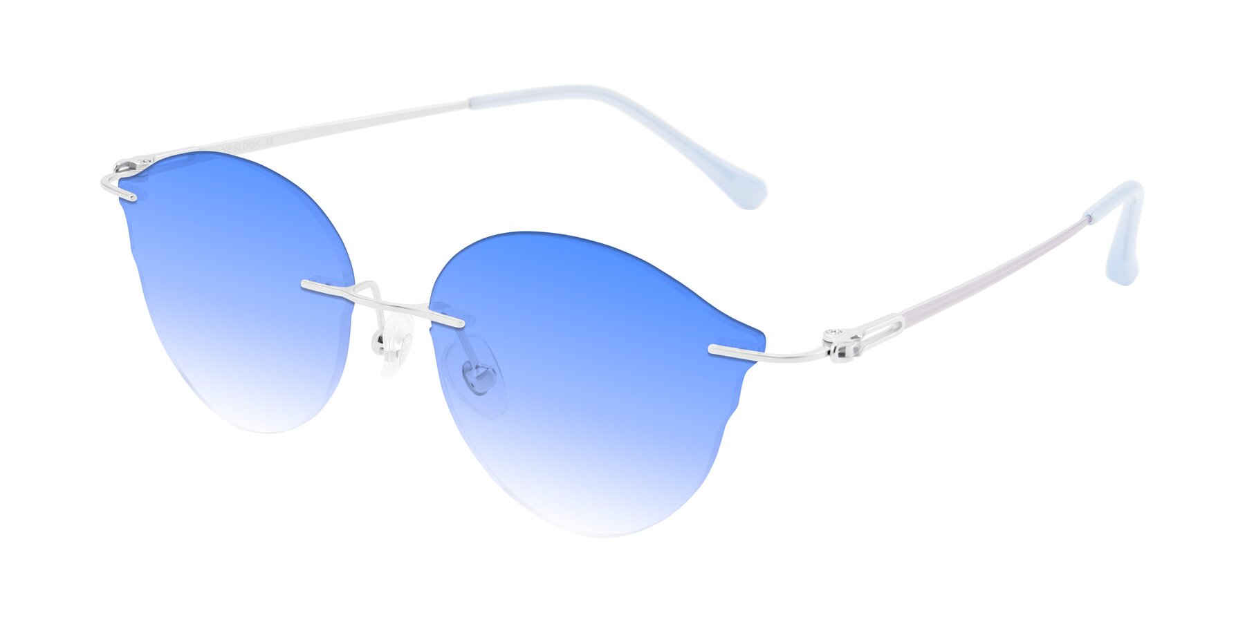Angle of Barlow in Silver/Blue/Purple with Blue Gradient Lenses