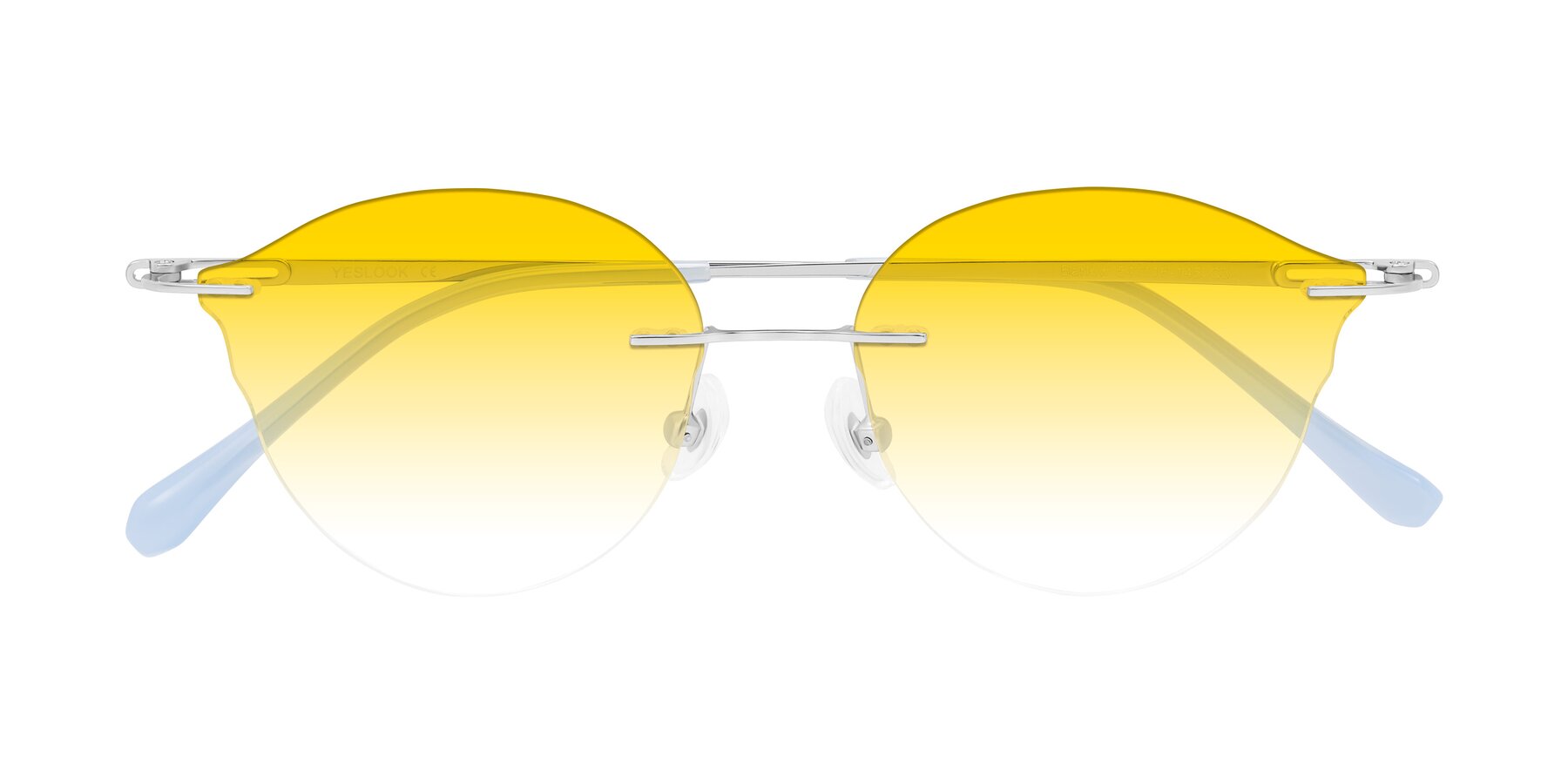 Folded Front of Barlow in Silver/Blue/Purple with Yellow Gradient Lenses