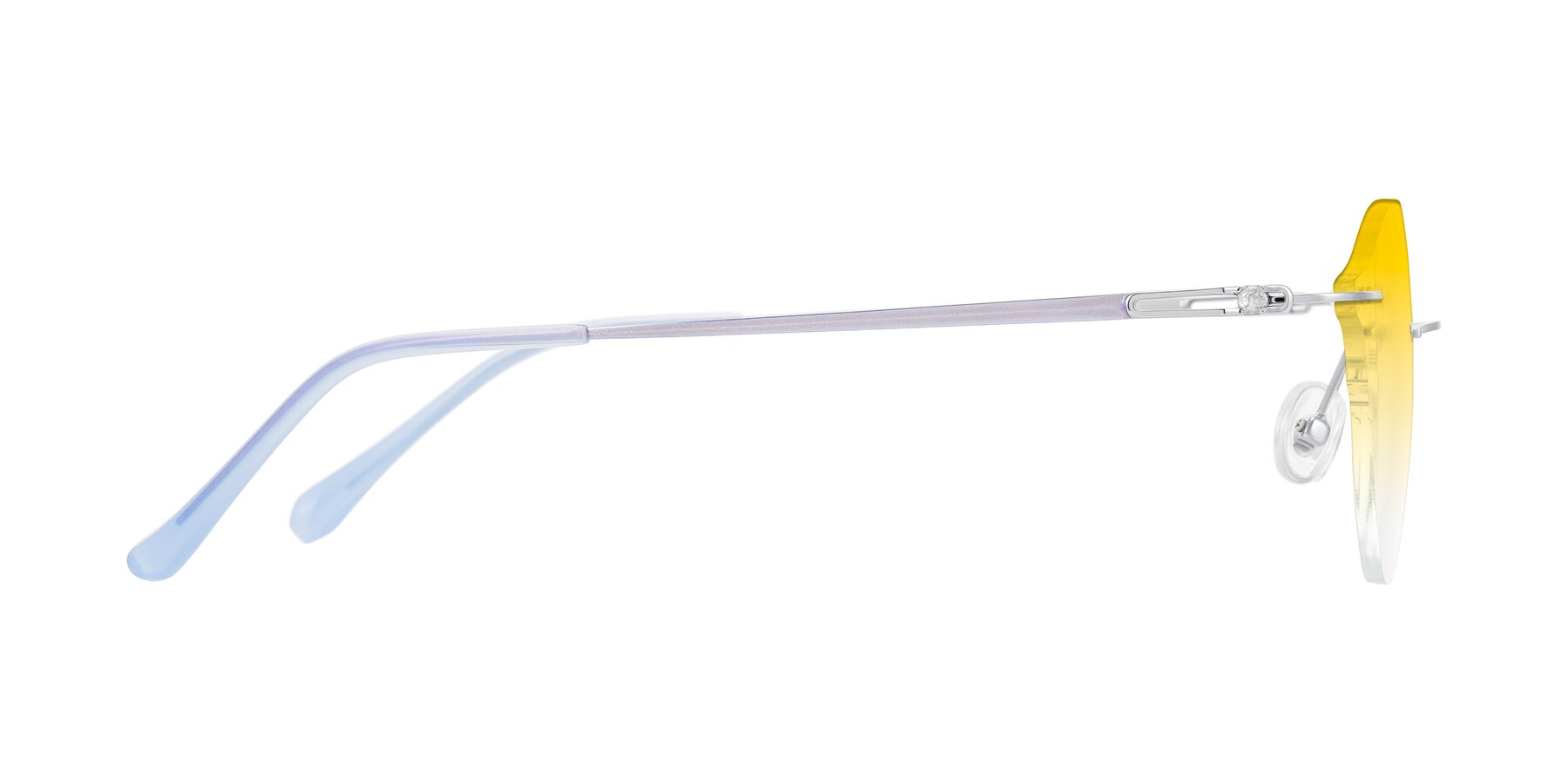 Side of Barlow in Silver/Blue/Purple with Yellow Gradient Lenses