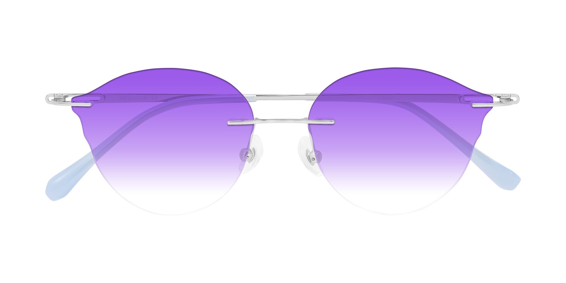 Folded Front of Barlow in Silver/Blue/Purple with Purple Gradient Lenses