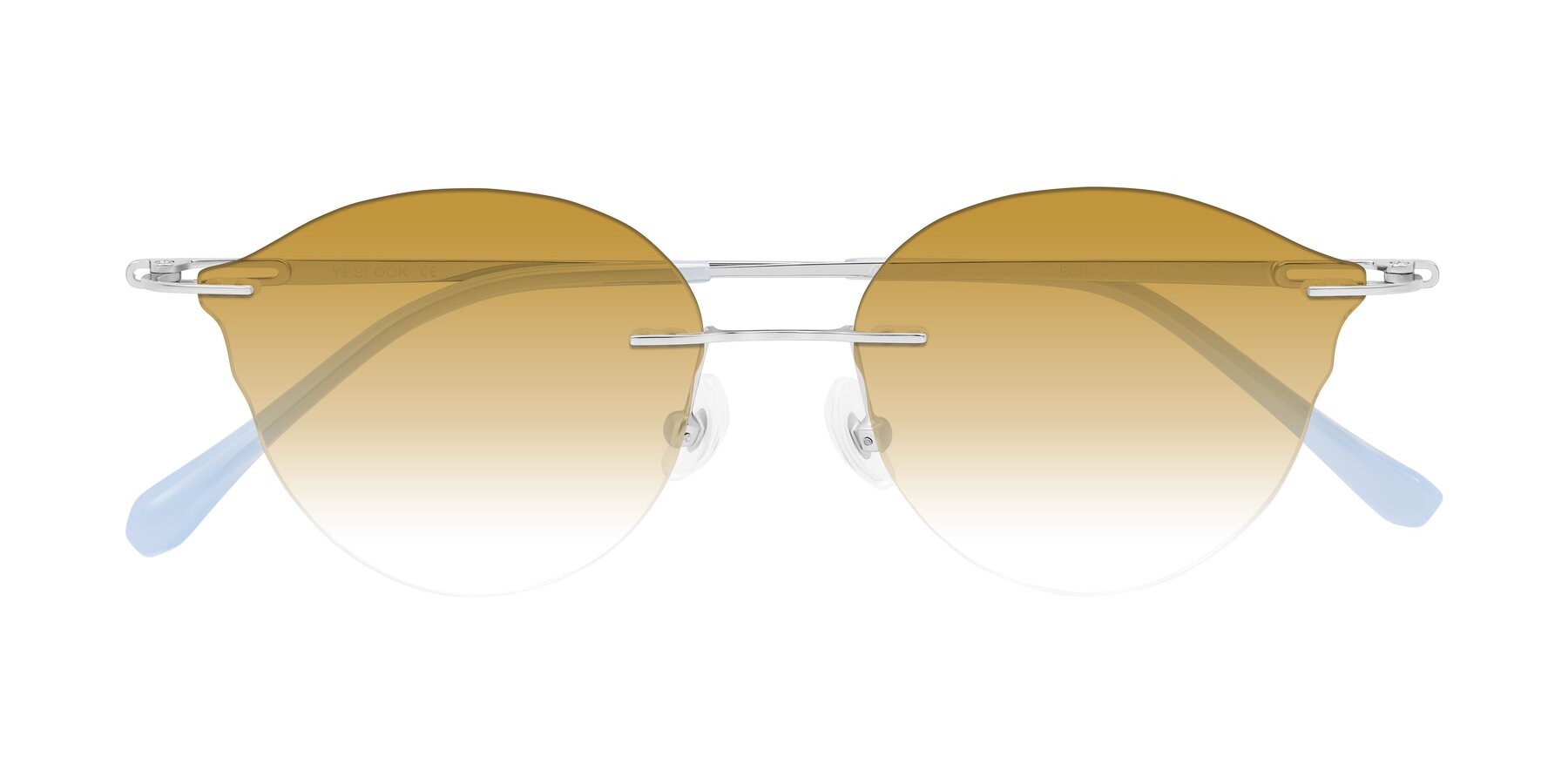Folded Front of Barlow in Silver/Blue/Purple with Champagne Gradient Lenses