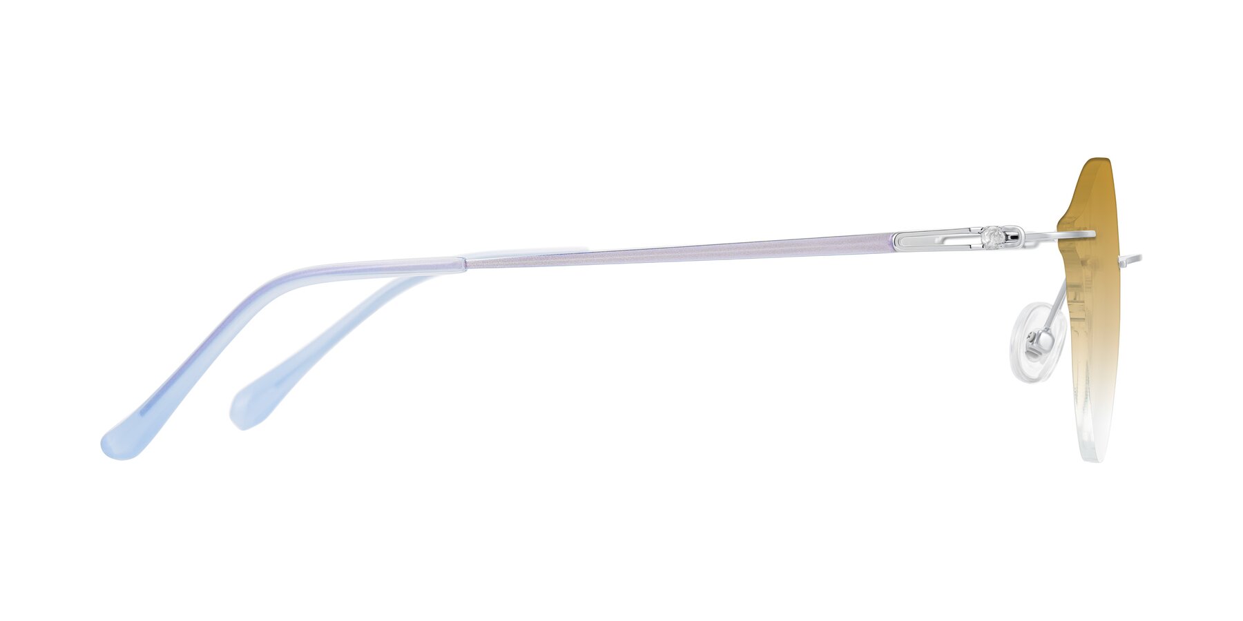 Side of Barlow in Silver/Blue/Purple with Champagne Gradient Lenses