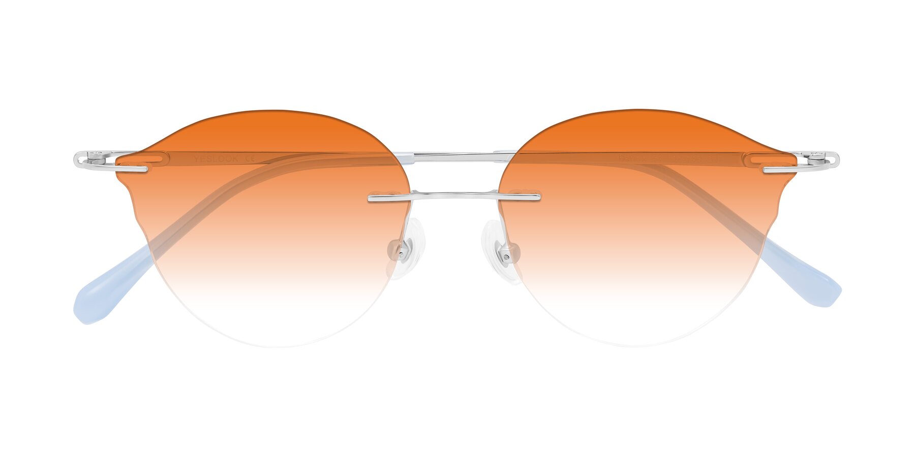 Folded Front of Barlow in Silver/Blue/Purple with Orange Gradient Lenses