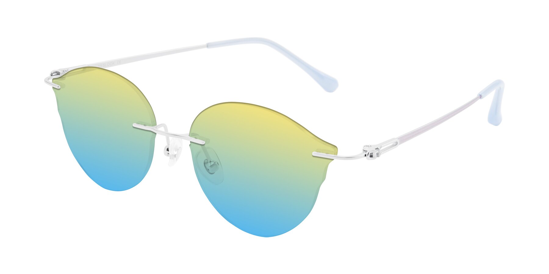 Angle of Barlow in Silver/Blue/Purple with Yellow / Blue Gradient Lenses