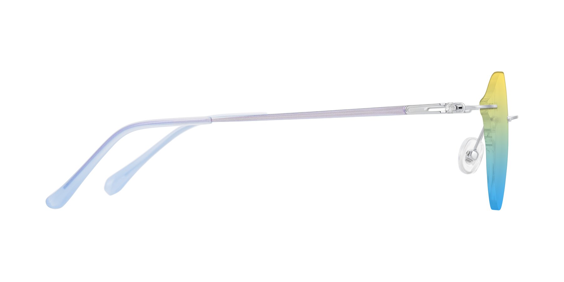 Side of Barlow in Silver/Blue/Purple with Yellow / Blue Gradient Lenses